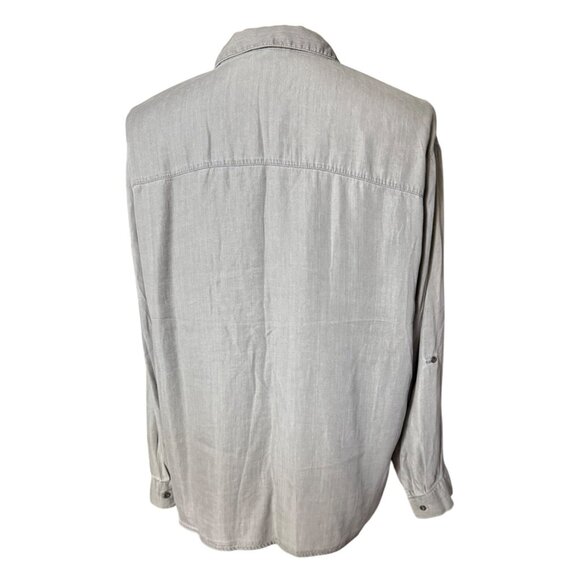 Jane + Delancey Womens Gray Button-Up Shirt XL With Roll-Tab Sleeves - Picture 3 of 16
